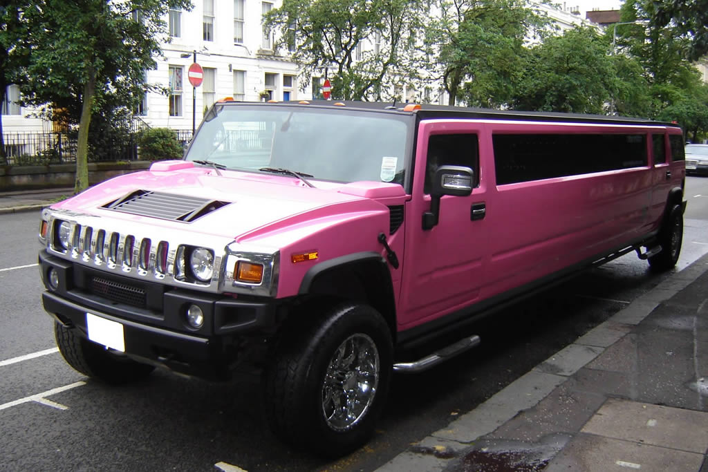 Leicester Wedding Pink Hummer Limo outside